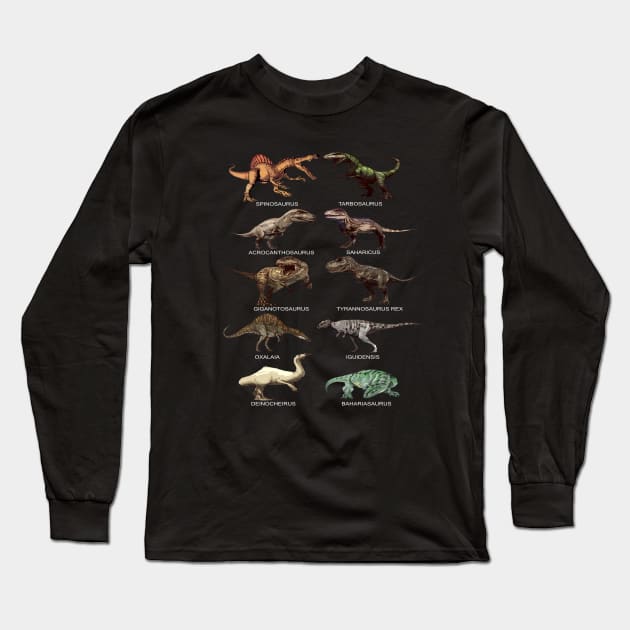 Largest Meat Eaters - Spinosaurus Tyrannosaurus Rex Long Sleeve T-Shirt by F&L Design Co.